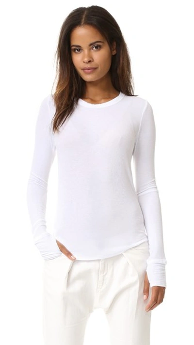 Feel The Piece Aida Ribbed Long Sleeve Tee In White