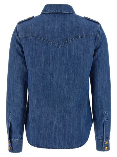 Shop Valentino Garavani Denim Shirt Shirt And Blouse Blue