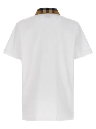 Burberry Check-collar White Polo Shirt With Three-button Placket