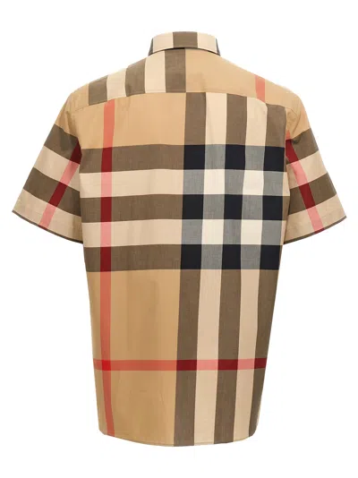 Burberry Men Cotton Shirt With Check Print In Multi