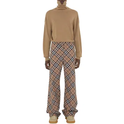 Burberry Wool Blend Trouser With Iconic Check Print