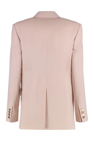 Max Mara Studio Edicola Double-breasted Wool Blazer In Pink