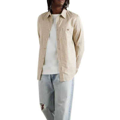 Celine Logo-embroidered Checked Cotton Shirt Men In Nude