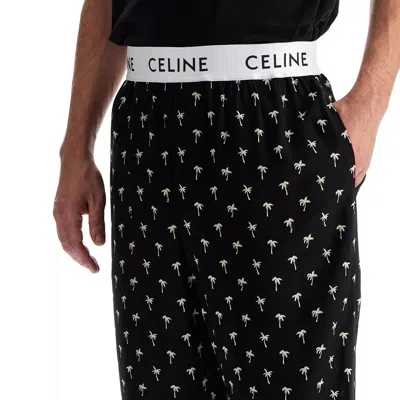 Celine Printed Viscose Casual Pants In Black