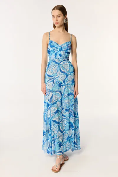 Poupette St Barth Cara Long Dress Blue Tiger Lily