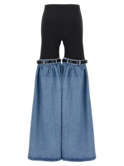 Coperni Wide Leg Elastic Waistband Trousers With Contrast Fabric