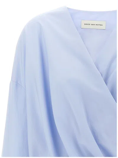 Dries Van Noten Draped V-neck Blouse Buttoned Cuffs
