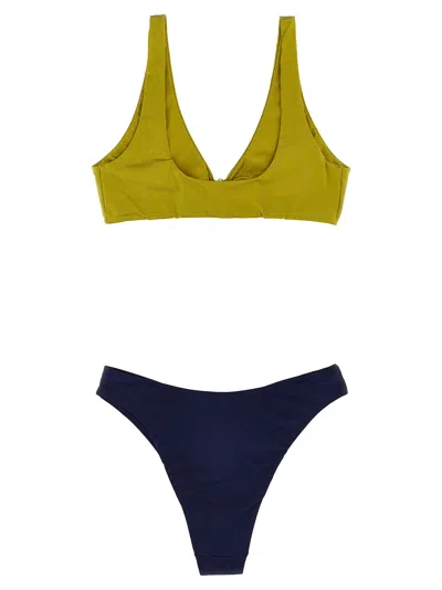 Elisabetta Franchi Two-tone Lycra Bikini With Glossy Top In Multi