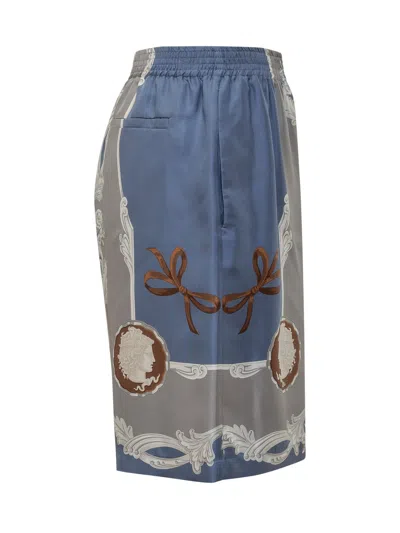 Versace Medusa Cameo Silk Bermuda Shorts In Blue