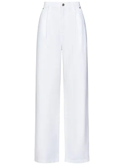 Moschino Wide-leg White Jeans With Laurel Crown Patch