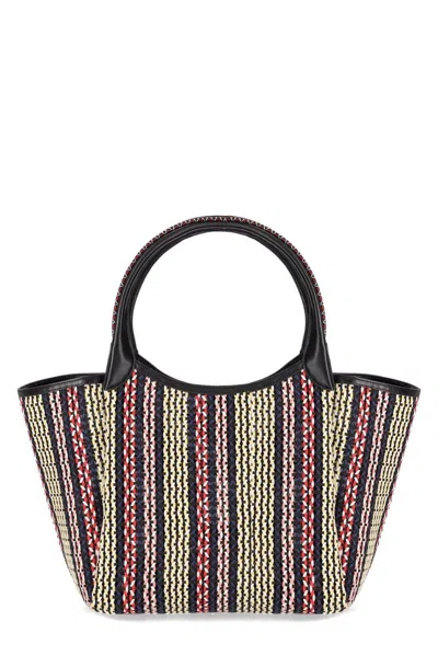 Emporio Armani Logo Charm Basket-weave Tote Bag
