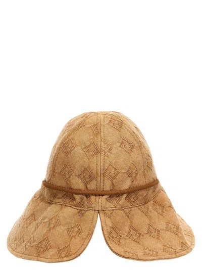 Fendi Canvas Hat With Textured Pattern And Wide Brim