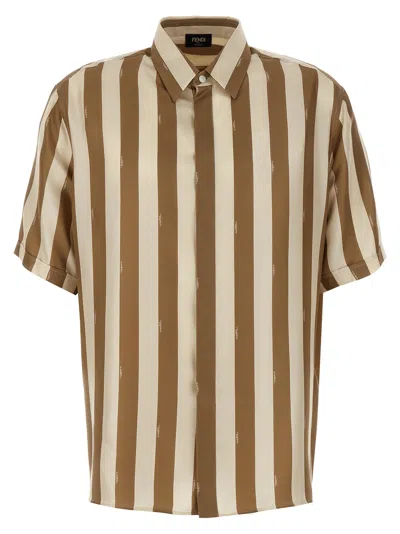 Fendi Beige Pequin Silk Shirt