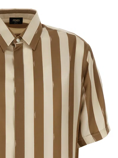Fendi Beige Pequin Silk Shirt