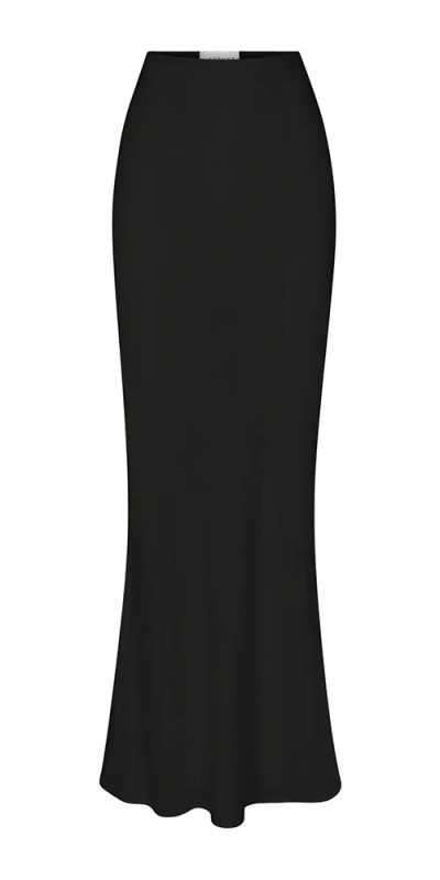 Anemos Bias-cut Maxi Skirt In Stretch Twill In Black