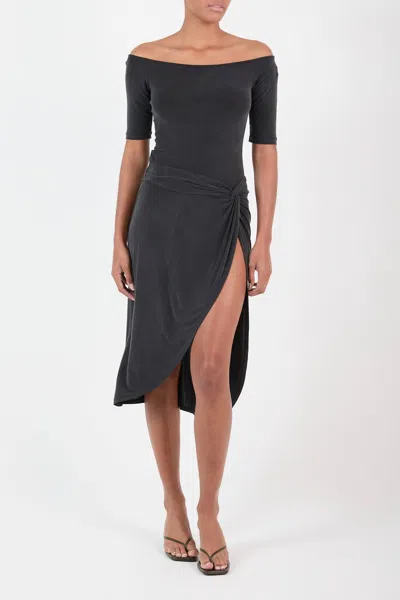 Anemos Carolyn Off The Shoulder Top In Luxe Cupro Jersey In Black