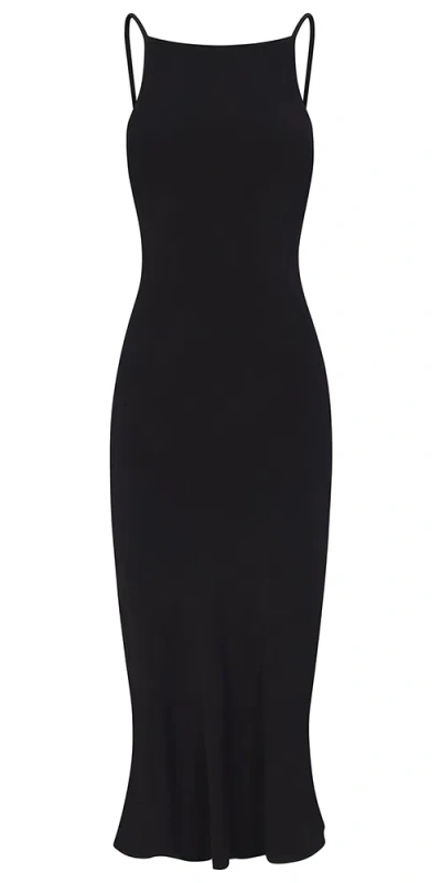Anemos Gisele Bias Cut Dress In Stretch Twill In Black