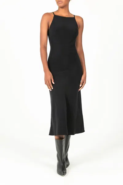Anemos Gisele Bias Cut Dress In Stretch Twill In Black