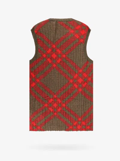 Burberry Ribbed Vest With Check Intarsia