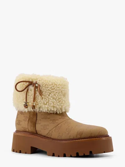 Celine Women Bulky Leather Boots With Triomphe All-over Motif