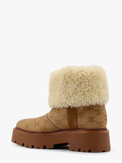 Celine Women Bulky Leather Boots With Triomphe All-over Motif