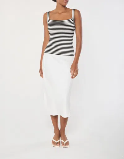 Anemos Square Neck Tank Top Black & White Stripe