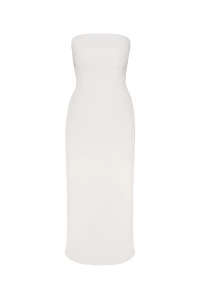 Anemos Strapless Midi Dress In Stretch Twill In White