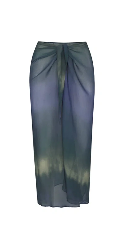 Anemos Wrap Midi Skirt Sheer Ombre Chiffon