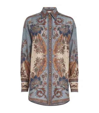 Zimmermann Ascension Silk Manstyle Shirt In Multi