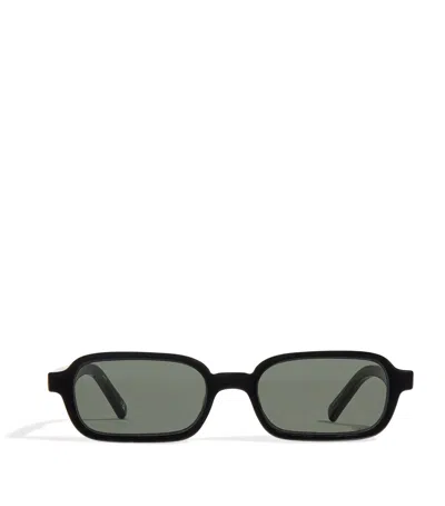 Le Specs Rectangle Pilferer Sunglasses In Black & Khaki Mono