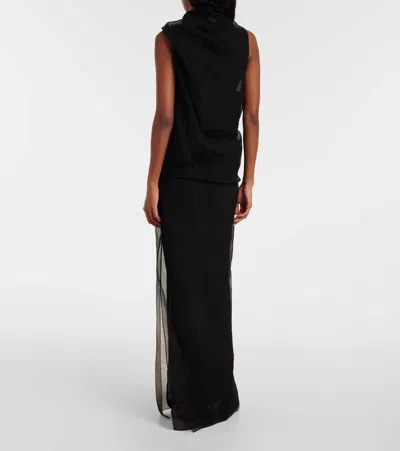 Khaite Long Silk Organza Dress In Black