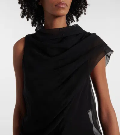 Khaite Long Silk Organza Dress In Black