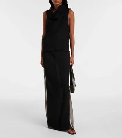 Khaite Long Silk Organza Dress In Black