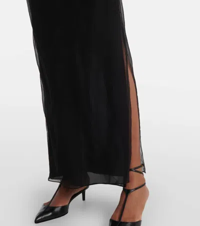 Khaite Long Silk Organza Dress In Black