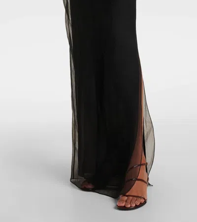 Khaite Long Silk Organza Dress In Black