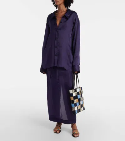 Khaite Herschel Oversized Silk-organza Shirt In Blue