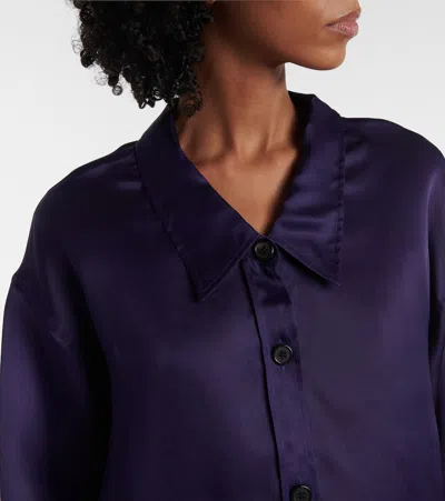 Khaite Herschel Oversized Silk-organza Shirt In Blue