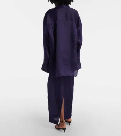 Khaite Herschel Oversized Silk-organza Shirt In Blue