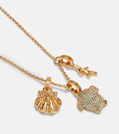 Versace Medusa Crystal-embellished Charm Necklace In Gold
