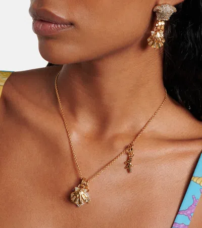 Versace Medusa Crystal-embellished Charm Necklace In Gold