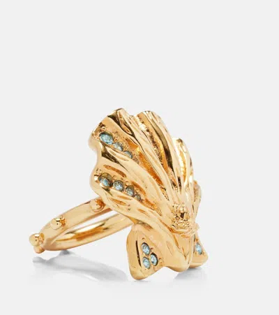 Versace La Medusa Embellished Ring In Gold