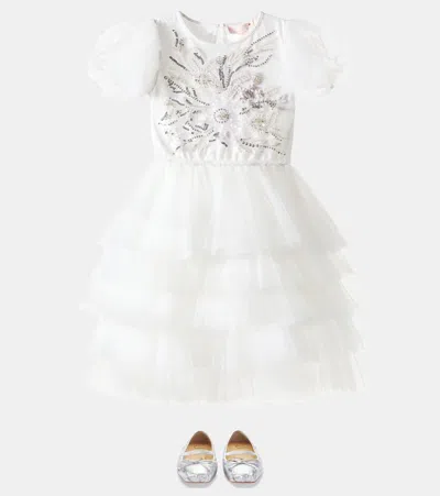 Tutu Du Monde White Orchid Embellished Tulle Dress