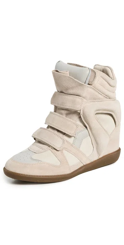 Isabel Marant Bekett Leather-trimmed Suede High-top Wedge Sneakers In Pink