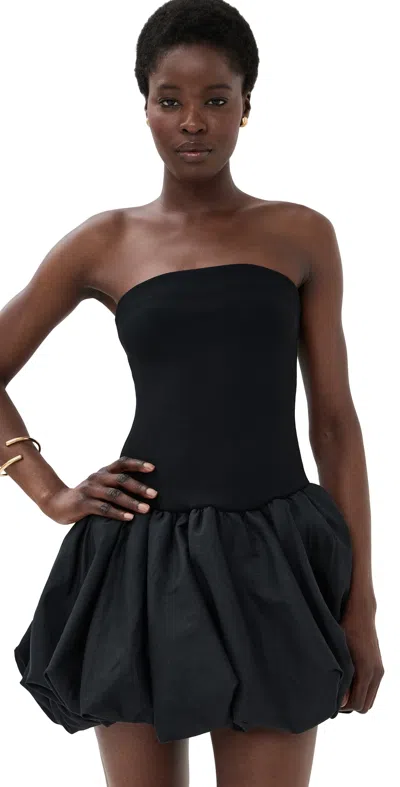 Simkhai Pollie Strapless Stretch Recycled-knit And Linen-blend Mini Dress In Black