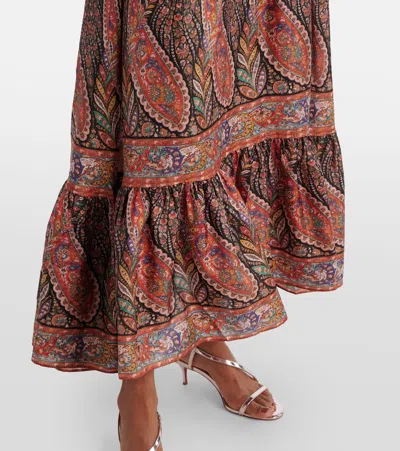 Zimmermann Rhiannon Ruffled Paisley-print Silk Midi Dress In Black Paisley