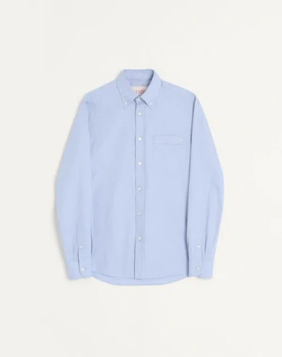 Valentino Vlogo Embroidered Long-sleeved Shirt In Light Blue
