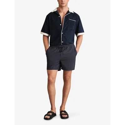 Reiss Mens Black Barber Drawstring-waist Regular-fit Stretch-jersey Shorts Xs