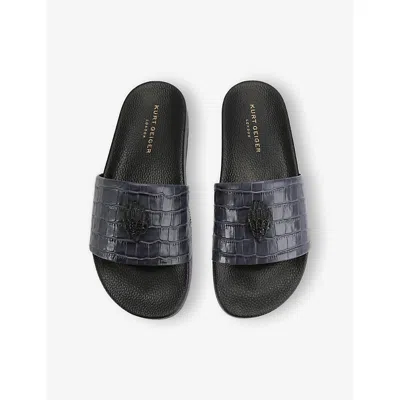 Kurt Geiger Leather Croc-embossed Eagle Slides