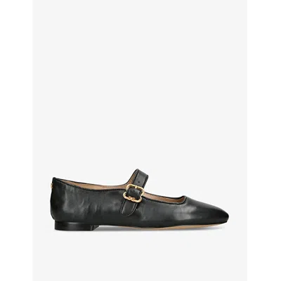 Sam Edelman Womens Black Michaela Square-toe Leather Ballet Flats