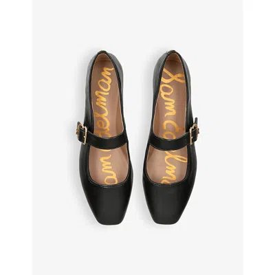 Sam Edelman Womens Black Michaela Square-toe Leather Ballet Flats
